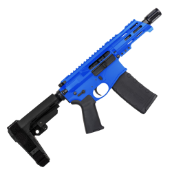 AR15 Micro 556 NATO Pistol Billet Upper/ Lower 5" Barrel Custom M-Lok Handguard - Flame Blue AR15 Micro 556 NATO Pistol Billet Upper/ Lower 5" Barrel Custom M-Lok Handguard - Flame Blue