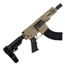 AR15 Micro 7.62x39 Pistol 5" Barrel 4" M-Lok Handguard - FDE
