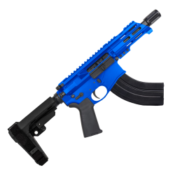 AR15 Micro 7.62x39 Pistol Billet Upper/ Lower 5" Barrel Custom M-Lok Handguard - Flame Blue