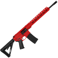 AR-15 Semi Auto .300 AAC Blackout Rifle 16" Barrel Slick Side Billet Upper / Lower 13" Custom M-LOK Handguard - Red