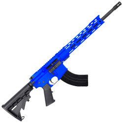 AR-15 7.62x39 Rifle 16" Barrel M4 Stock 12" Custom Hybrid Slim MLOK - Flame Blue
