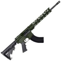 AR-15 7.62x39 Rifle 16" Barrel M4 Stock 12" Custom Hybrid Slim MLOK - OD Green