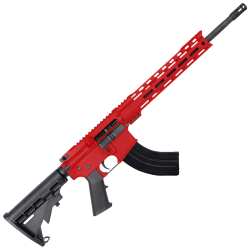 AR-15 7.62x39 Rifle 16" Barrel M4 Stock 12" Custom Hybrid Slim MLOK - Red