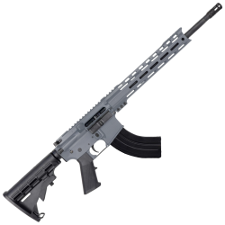 AR-15 7.62x39 Rifle 16" Barrel M4 Stock 12" Custom Hybrid Slim MLOK-Sniper Grey