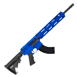 American Built Custom AR 7.62x39 Rifle 16" Barrel M4 Stock 12" QuadRail Handguard - Flame Blue