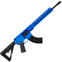 AR-15 7.62x39 Rifle 16" Barrel Slick Side Billet Upper / Lower 13" Custom M-LOK Handguard - Flame Blue