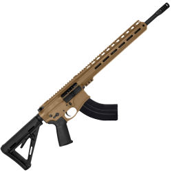 AR-15 7.62x39 Rifle 16" Barrel Slick Side Billet Upper / Lower 13" Custom M-LOK Handguard - Burnt Bronze