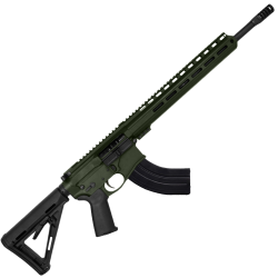 AR-15 7.62x39 Rifle 16" Barrel Slick Side Billet Upper / Lower 13" Custom M-LOK Handguard - OD Green
