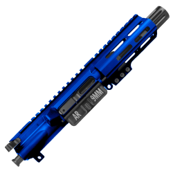 AR9 9mm Pistol Upper Assembly 4" Barrel MLOK Handguard Complete w/ BCG & Charging Handle - Flame Blue AR9 9mm Pistol Upper Assembly 4" Barrel MLOK Handguard Complete w/ BCG & Charging Handle - Flame Blue