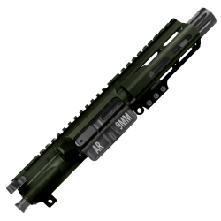 AR9 9mm Pistol Upper Assembly 4" Barrel MLOK Handguard Complete w/ BCG & Charging Handle -OD Green AR9 9mm Pistol Upper Assembly 4" Barrel MLOK Handguard Complete w/ BCG & Charging Handle -OD Green