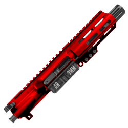 AR9 9mm Pistol Upper Assembly 4" Barrel MLOK Handguard Complete w/ BCG & Charging Handle -Red AR9 9mm Pistol Upper Assembly 4" Barrel MLOK Handguard Complete w/ BCG & Charging Handle -Red
