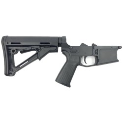 AR-15 Completed Billet Lower Receiver with Collapsible Mil Spec Stock- Cerakote BLACK AR-15 Completed Billet Lower Receiver with Collapsible Mil Spec Stock- Cerakote BLACK