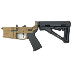 AR-15 Completed Billet Lower Receiver with Collapsible Mil Spec Stock- Cerakote BURNT BRONZE AR-15 Completed Billet Lower Receiver with Collapsible Mil Spec Stock- Cerakote BURNT BRONZE