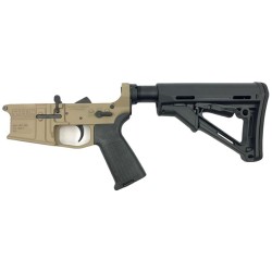 AR-15 Completed Billet Lower Receiver with Collapsible Mil Spec Stock- Magpul FDE AR-15 Completed Billet Lower Receiver with Collapsible Mil Spec Stock- Magpul FDE
