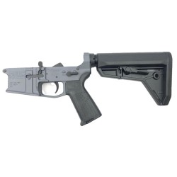 AR-15 Completed Billet Lower Receiver with Collapsible Slim Mil Spec Stock- Cerakote SNIPER GREY AR-15 Completed Billet Lower Receiver with Collapsible Slim Mil Spec Stock- Cerakote SNIPER GREY