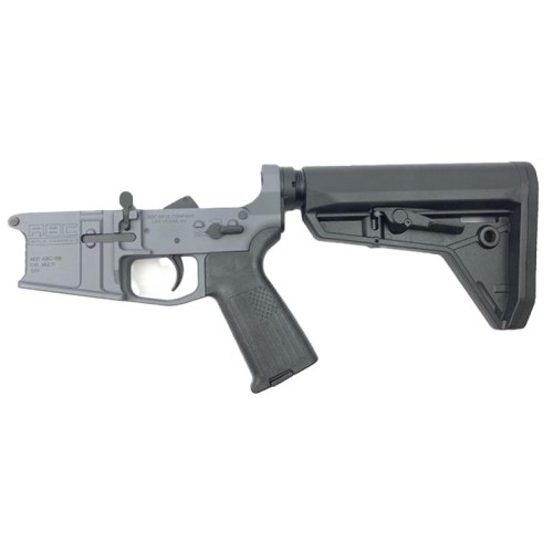 AR-15 Completed Billet Lower Receiver with Collapsible Slim Mil Spec Stock- Cerakote SNIPER GREY