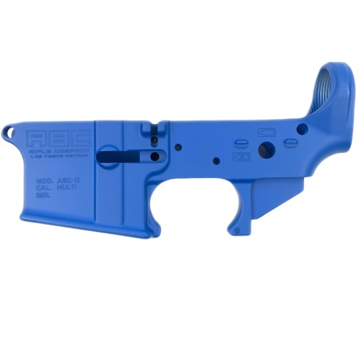 AR-15 Lower Receiver Stripped With ABC Logo / USA Flag Engraved - NRA Blue 