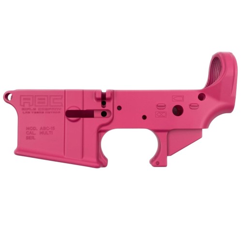 AR-15 Lower Receiver Stripped With ABC Logo / USA Flag Engraved - SIg Pink