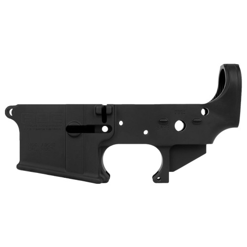 AR-15 Lower Receiver Stripped With ABC Logo / USA Flag Engraved - Black Anodized