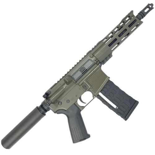 AR-15 Semi Auto .223 5.56 Pistol 7.5" Barrel 7" American Built Custom MLOK Handguard-OD GREEN