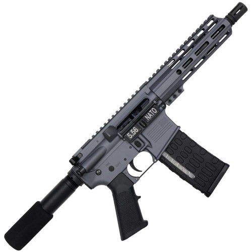AR-15 Semi Auto .223 5.56 Pistol 7.5" Barrel 7" Custom D-Cut Front MLOK Handguard-Sniper Grey