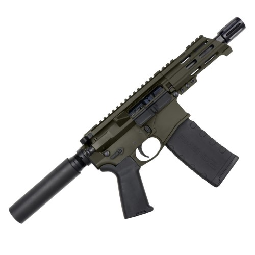 AR15 Micro 556 NATO Pistol Billet Upper/ Lower 5" Barrel Custom M-Lok Handguard-OD GREEN