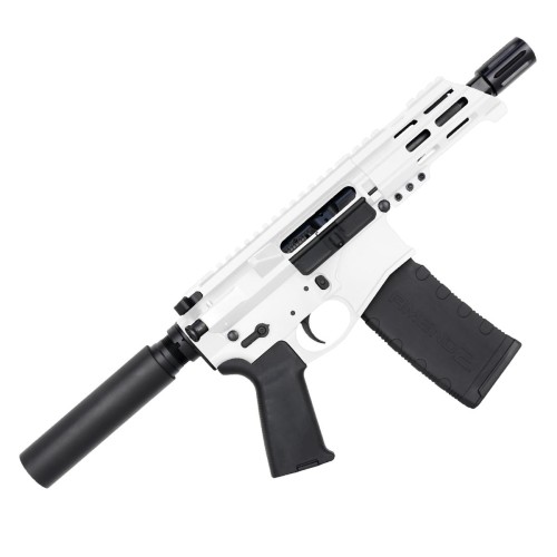 AR15 Micro 556 NATO Pistol Billet Upper/ Lower 5" Barrel Custom M-Lok Handguard - White