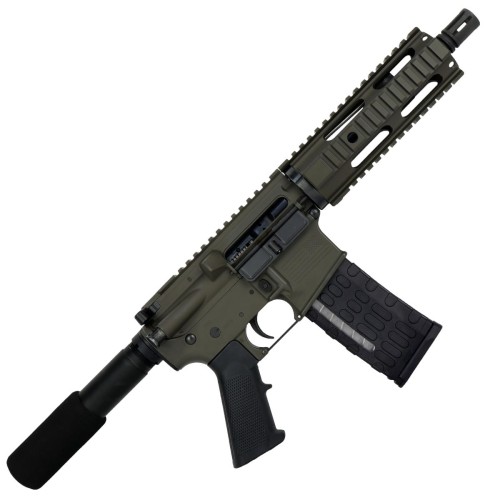 AR-15 Semi Auto .300 Blackout Tactical Pistol 7.5" Barrel  7" Quad Rail Olive Drab Green 