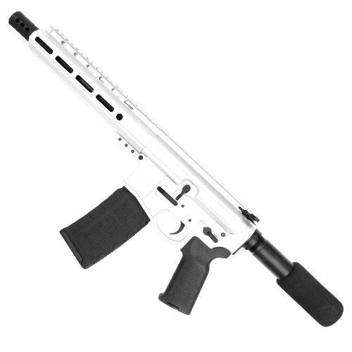 AR15 .300BLK Pistol Billet Upper/ Lower 8" Nitride Barrel 9" M-Lok Handguard -White
