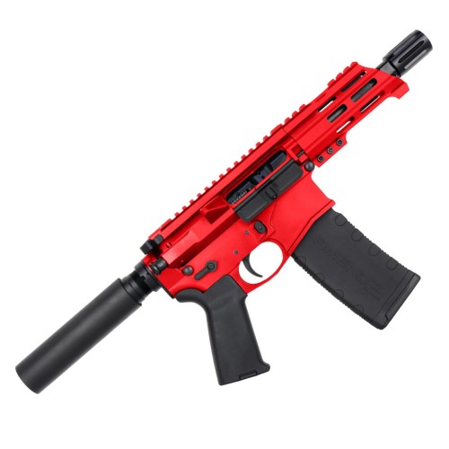 AR15 Micro .300 BLK Pistol Billet Upper/ Lower 5" Barrel Custom M-Lok Handguard - Red