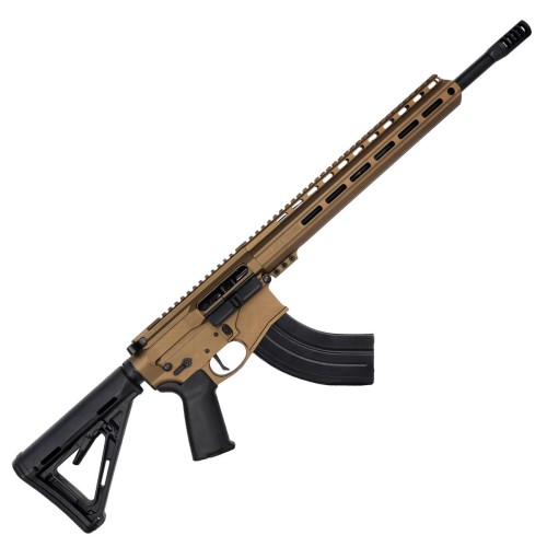 AR-15 7.62x39 Rifle 16" Barrel Slick Side Billet Upper / Lower 13" Custom M-LOK Handguard - Burnt Bronze