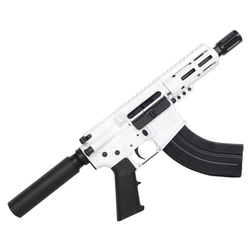 AR15 Micro 7.62x39 Pistol 5" Barrel 4" M-Lok Handguard - Storm Trooper White