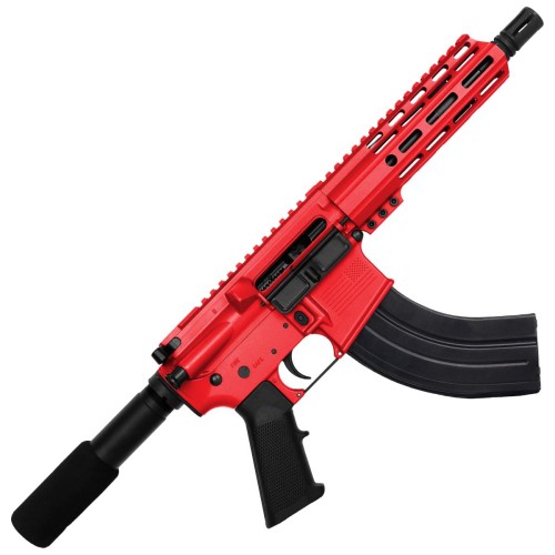 AR 7.62X39 Semi Auto Pistol 7.5" Barrel 7" Custom D-Cut Front MLOK Handguard-Red