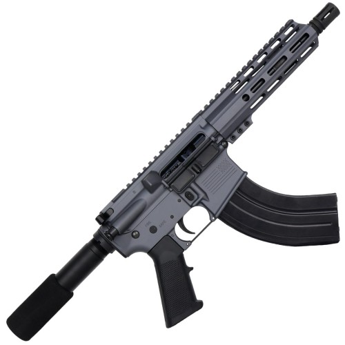 AR 7.62X39 Semi Auto Pistol 7.5" Barrel 7" Custom D-Cut Front MLOK Handguard Sniper Grey