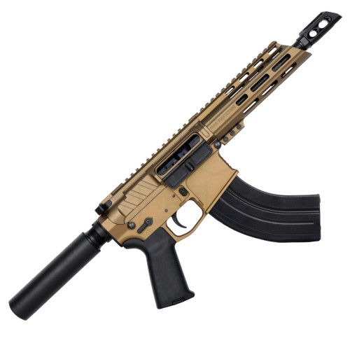 AR15 7.62x39 NATO Pistol Billet Upper/ Lower 7" Barrel 7" Custom Slanted M-Lok Handguard- BURNT BRONZE