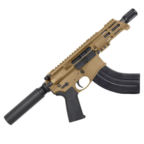 AR15 Micro 7.62x39 Pistol Billet Upper/ Lower 5" Barrel Custom M-Lok Handguard -FDE