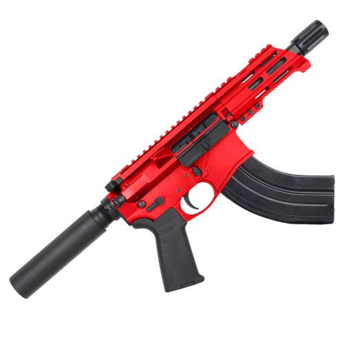 AR15 Micro 7.62x39 Pistol Billet Upper/ Lower 5" Barrel Custom M-Lok Handguard -RED