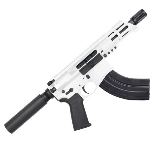 AR15 Micro 7.62x39 Pistol Billet Upper/ Lower 5" Barrel Custom M-Lok Handguard -WHITE