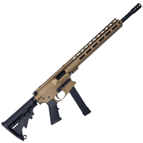 AR 9mm Rifle 16" Barrel Slick Side Billet Upper / Lower 13" Custom M-LOK Handguard - Cerakote Burnt Bronze 