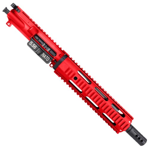 AR15 .223/5.56 Pistol Upper Assembly 10" Quadrail Handguard Complete w/ BCG & Charging Handle - Red