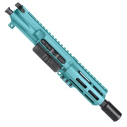 AR15 .223/5.56 Micro Pistol Upper Assembly 5" Barrel MLOK Handguard w/ BCG & Charging Handle - Robbin's Egg Blue  AR15 .223/5.56 Micro Pistol Upper Assembly 5" Barrel MLOK Handguard w/ BCG & Charging Handle - Robbin's Egg Blue