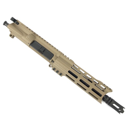 AR15 .223/5.56 Pistol Upper Assembly 7" Barrel Custom 7" Top Cut Hybrid MLOK Handguard Complete w/ BCG & Charging Handle- FDE