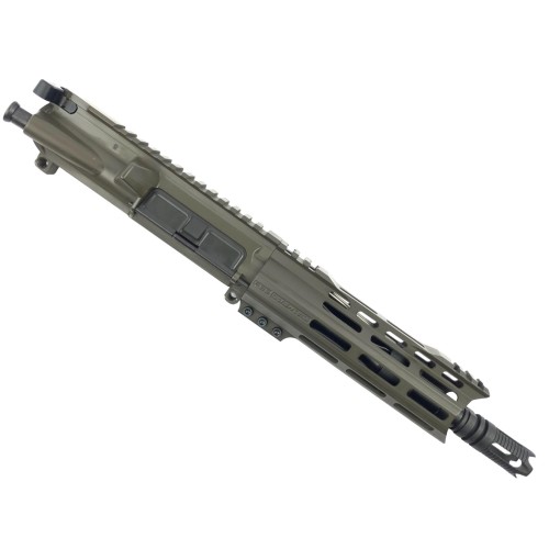 AR15 .223/5.56 Pistol Upper Assembly 7" Barrel Custom 7" Top Cut Hybrid MLOK Handguard Complete w/ BCG & Charging Handle- OD GREEN