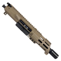 AR15 .223/5.56 Micro Pistol Upper Assembly 5" Barrel Custom 5" Top Cut Custom MLOK Handguard Complete w/ BCG & Charging Handle- FDE AR15 .223/5.56 Micro Pistol Upper Assembly 5" Barrel Custom 5" Top Cut Custom MLOK Handguard Complete w/ BCG & Charging Handle- FDE