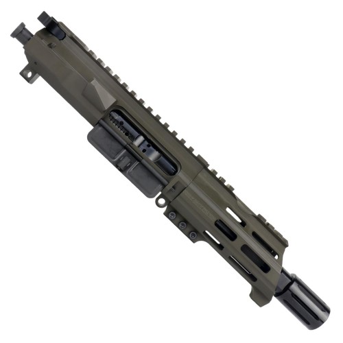 AR15 .223/5.56 Micro Pistol Upper Assembly 5" Barrel Custom 5" Top Cut Custom MLOK Handguard Complete w/ BCG & Charging Handle- OD Green