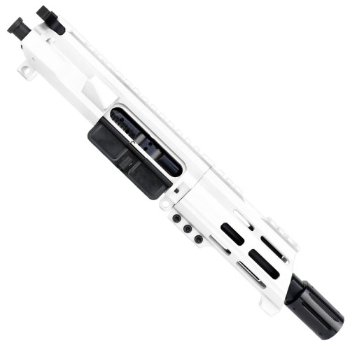 AR15 .223/5.56 Micro Pistol Upper Assembly 5" Barrel Custom 5" Top Cut Custom MLOK Handguard Complete w/ BCG & Charging Handle-WHITE