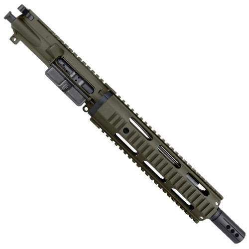 AR15 .300 Blackout Pistol Upper Assembly 10" Quadrail Handguard Complete w/ BCG & Charging Handle - OD Green