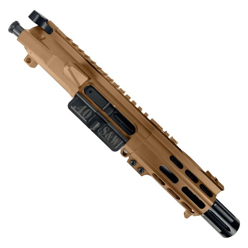 AR .40 S&W Billet Pistol Upper Assembly 4" Barrel Custom MLOK Handguard Complete w/ BCG & Charging Handle-Bronze