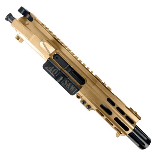 AR .40 S&W Billet Pistol Upper Assembly 4" Barrel Custom MLOK Handguard Complete w/ BCG & Charging Handle-FDE