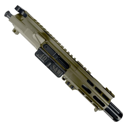 AR .40 S&W Billet Pistol Upper Assembly 4" Barrel Custom MLOK Handguard Complete w/ BCG & Charging Handle-OD Green